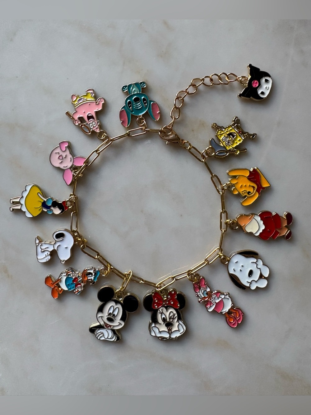Enamel Disney Cartoon Character Charm Bracelet in Multicolor